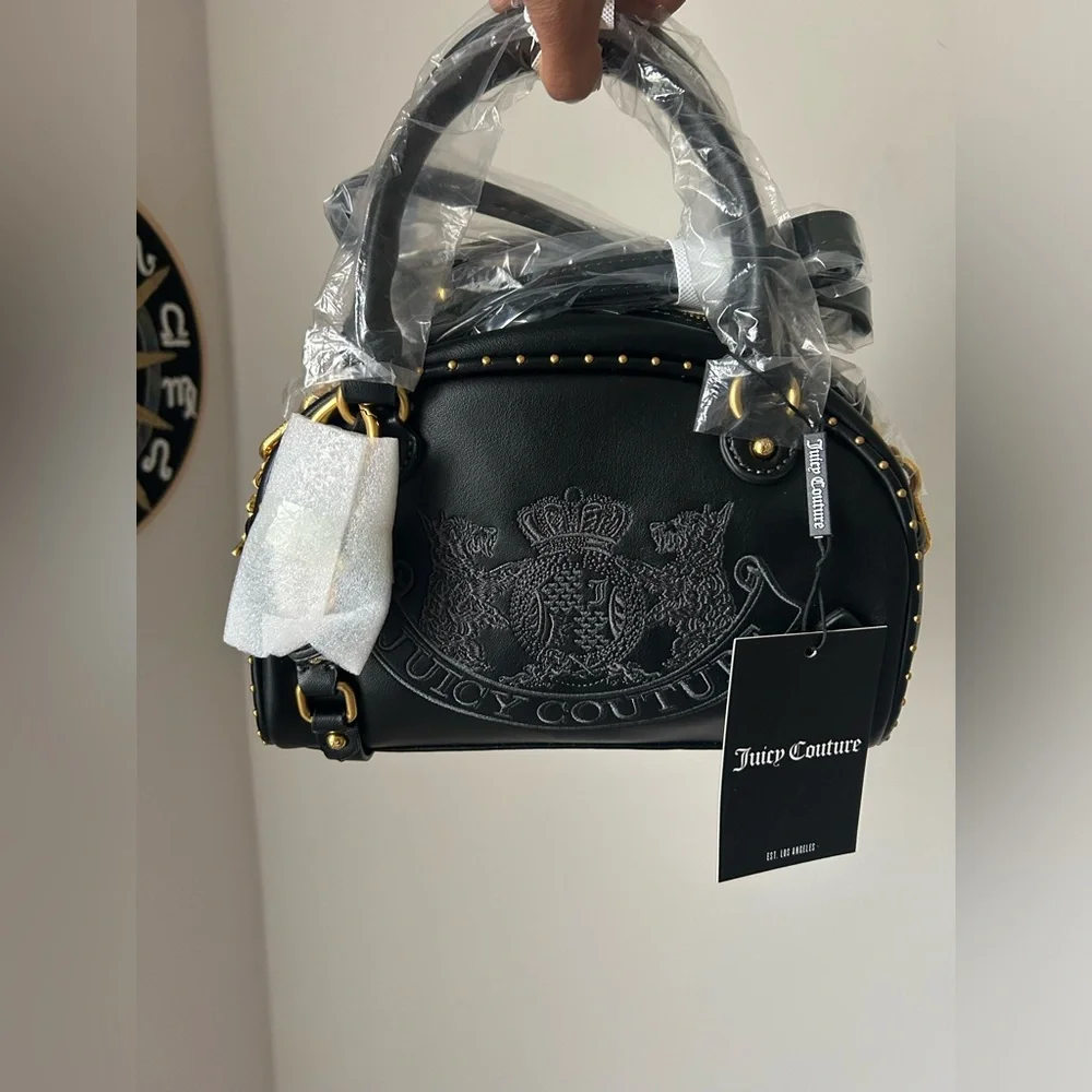 Juicy Couture UK Black Scottie Dog leather satchel Bowler Bag